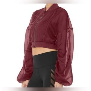 ALO Yoga Field Crop Jacket, Black Cherry, Size Small